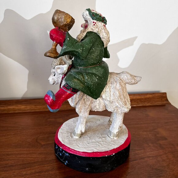 House of Hatten Santa Father Christmas Riding Ram Goat Figurine Denise Calla Vtg - Picture 5 of 14